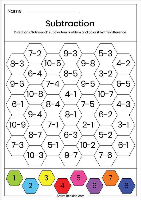 20 Subtraction Worksheets Kindergarten Free