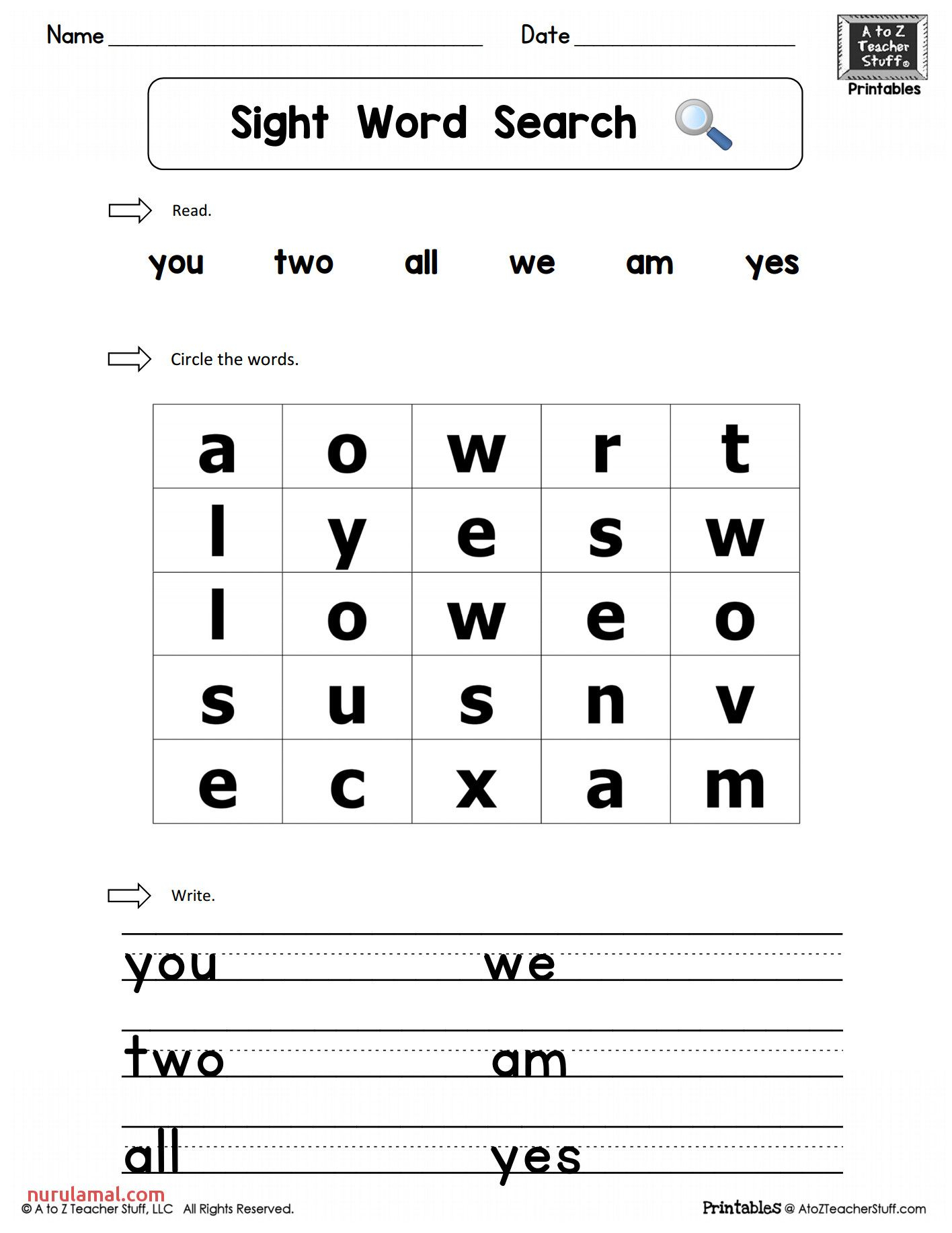 20 Word Search Worksheets For Kindergarten