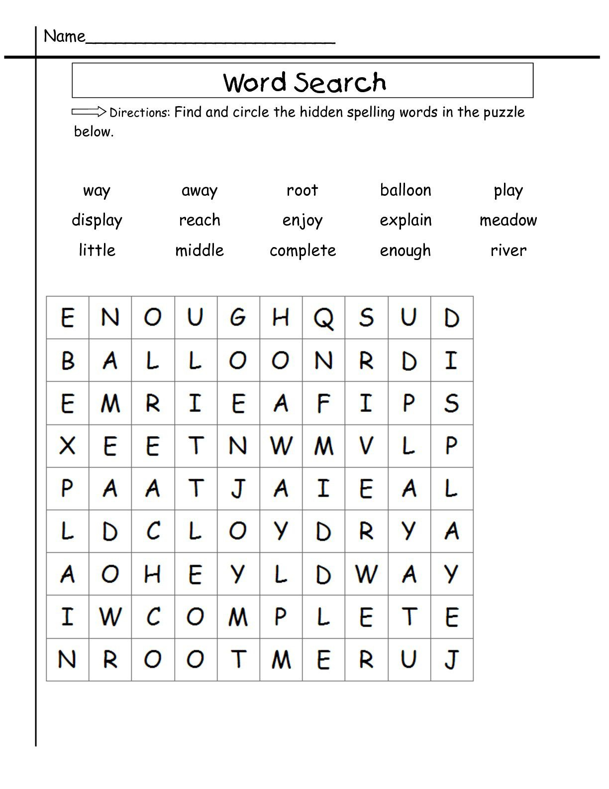 20 Word Search Worksheets For Kindergarten