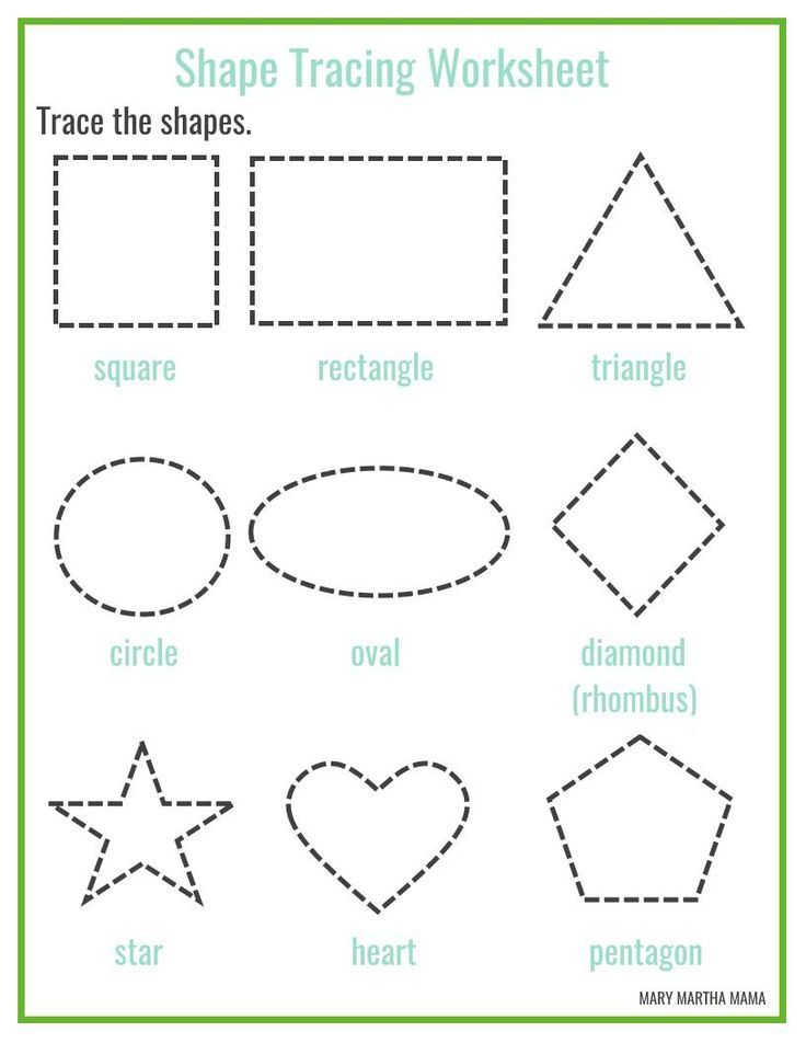 20 Worksheets For Preschool Kindergarten To Trace Shapes, Colors