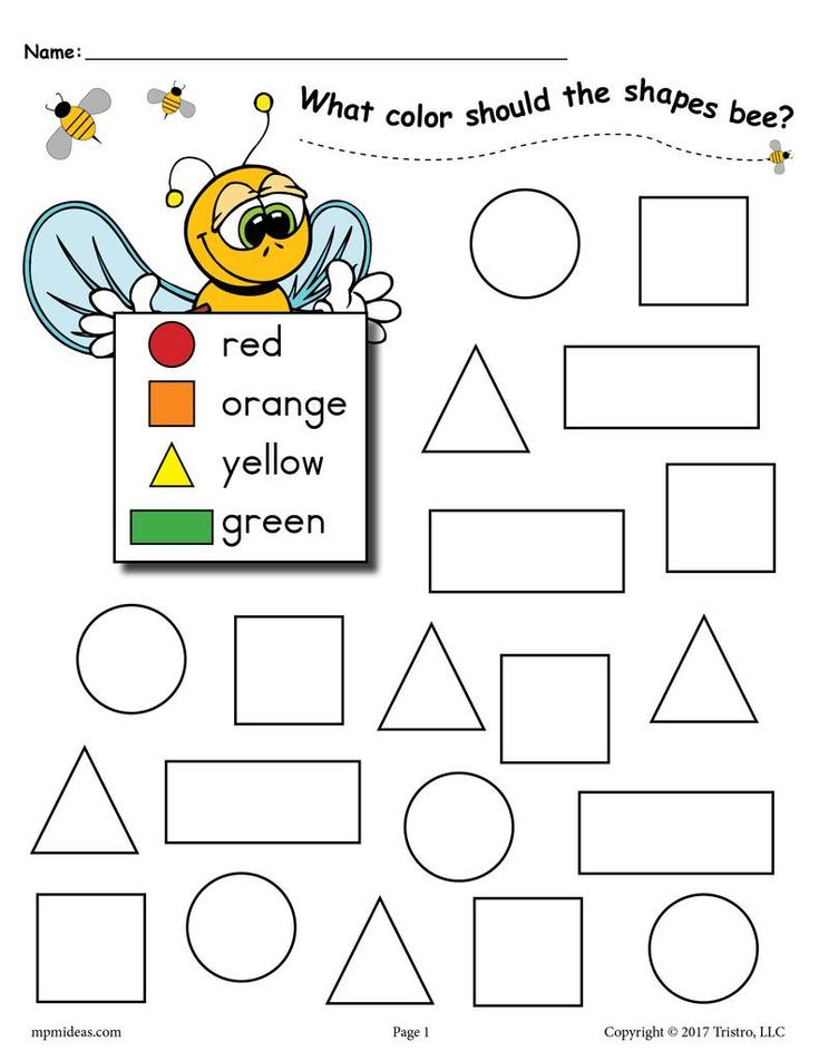 20 Worksheets For Preschool Kindergarten To Trace Shapes, Colors