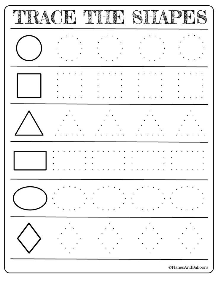 20 Worksheets For Preschool Kindergarten To Trace Shapes, Colors