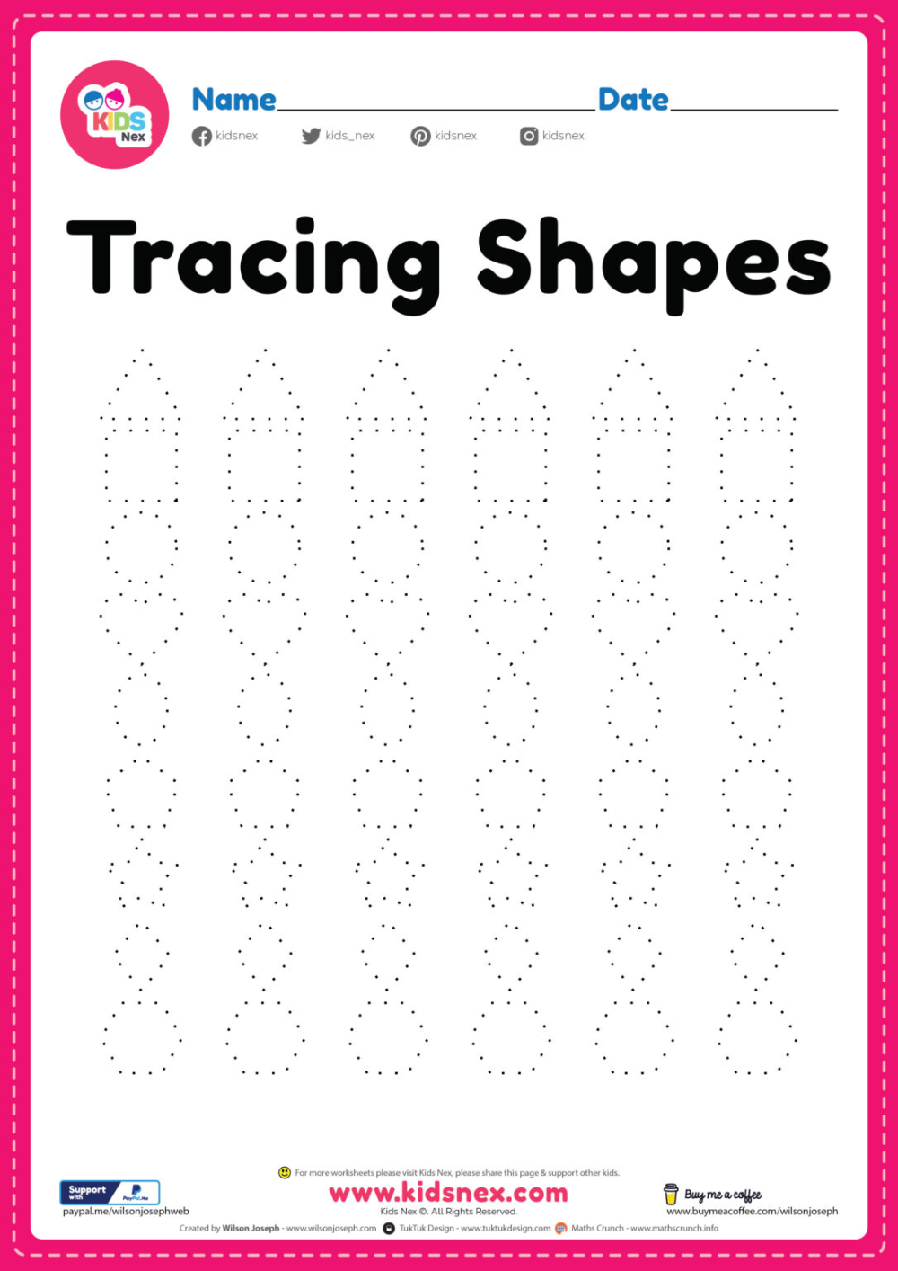 20 Worksheets For Preschool Kindergarten To Trace Shapes, Colors