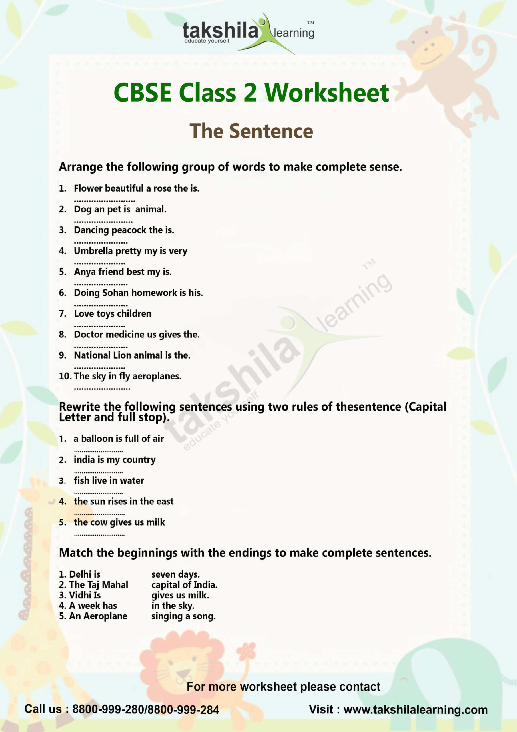 30 1St Grade Worksheets Cbse