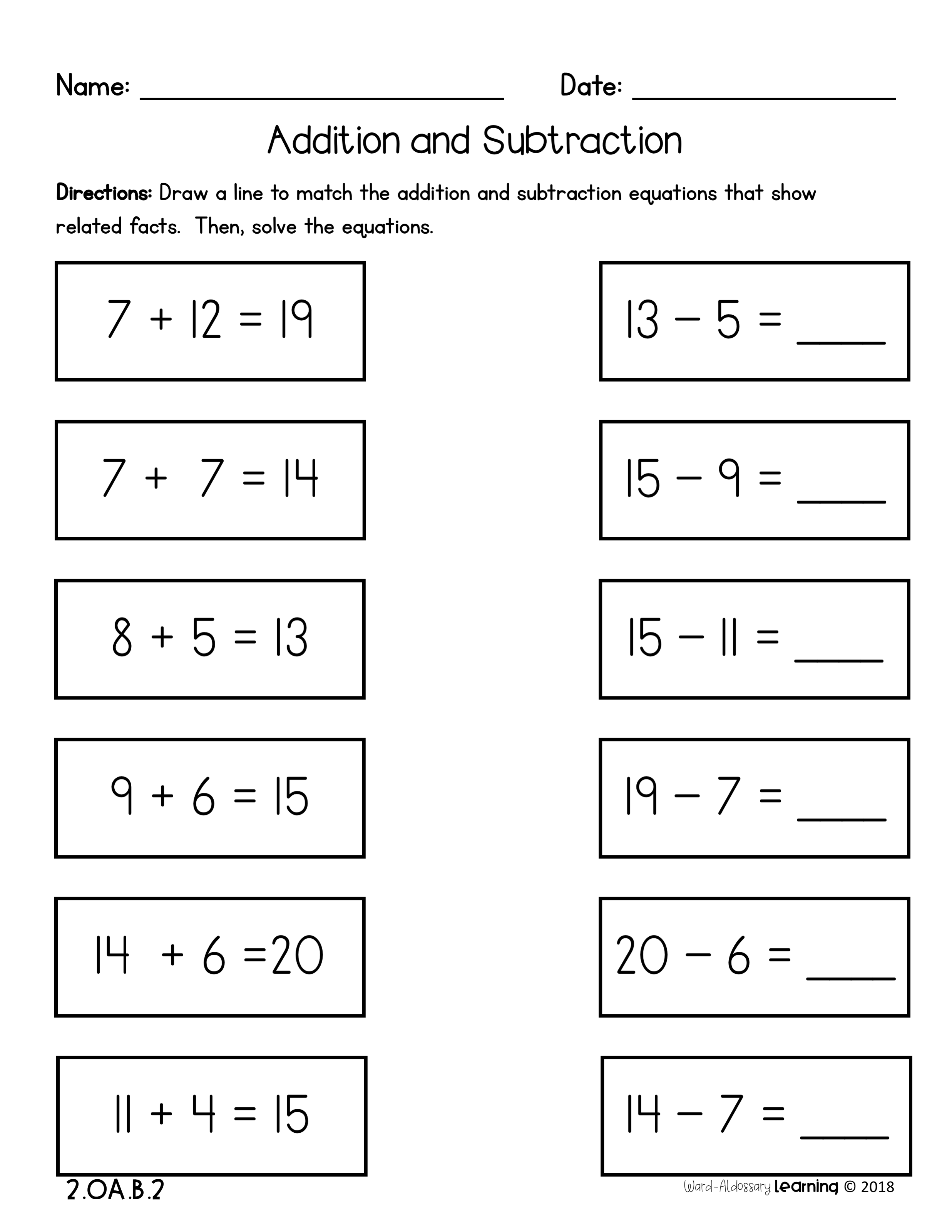 30 Addition And Subtraction Worksheets 0-10