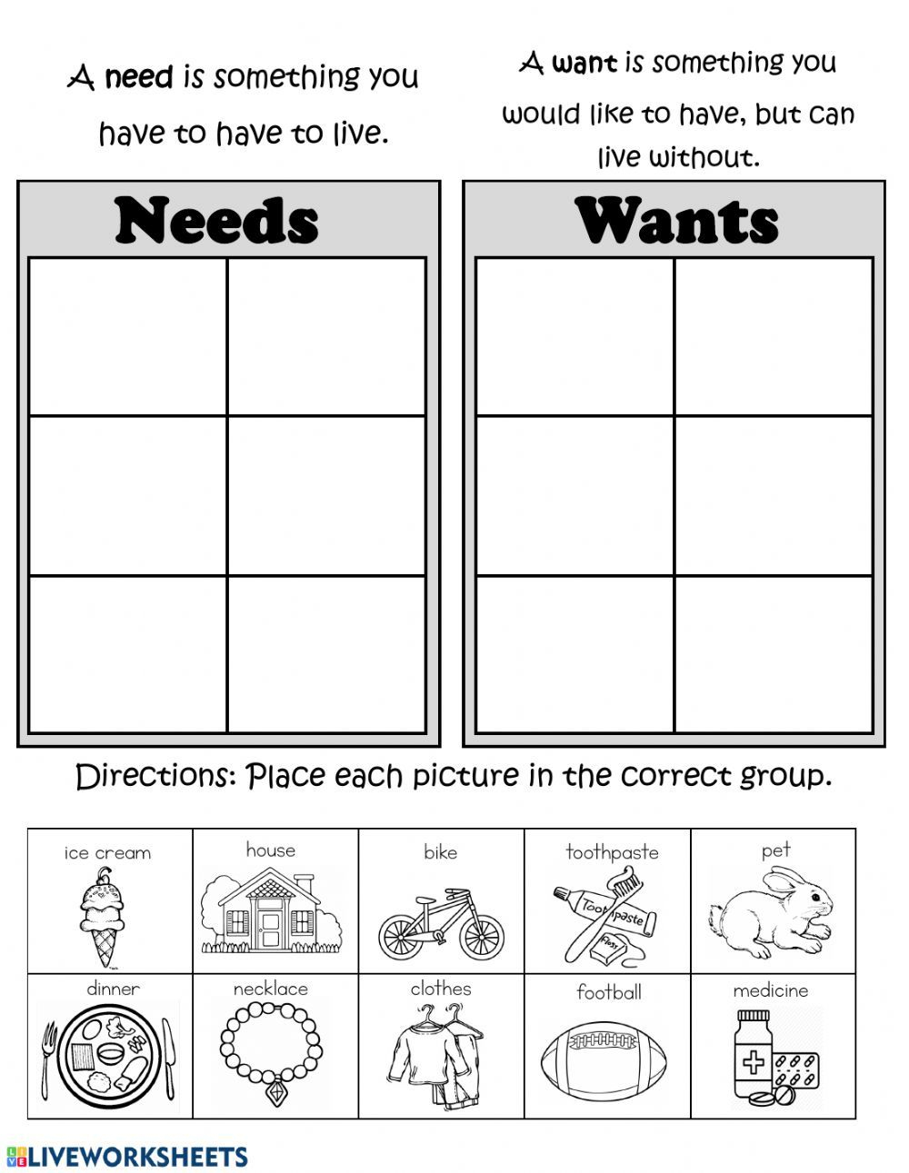 30 Basic Needs Worksheets For Kids Kindergarten