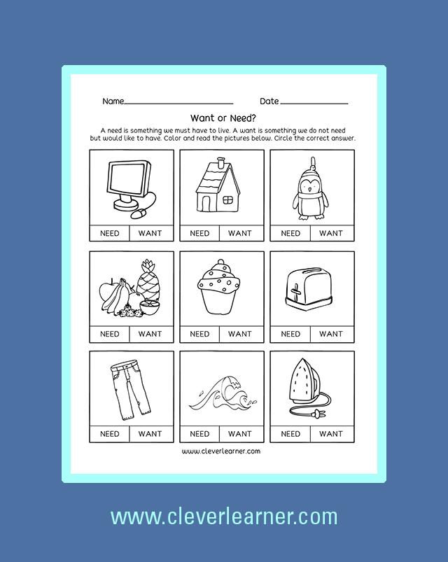 30 Basic Needs Worksheets For Kids Kindergarten