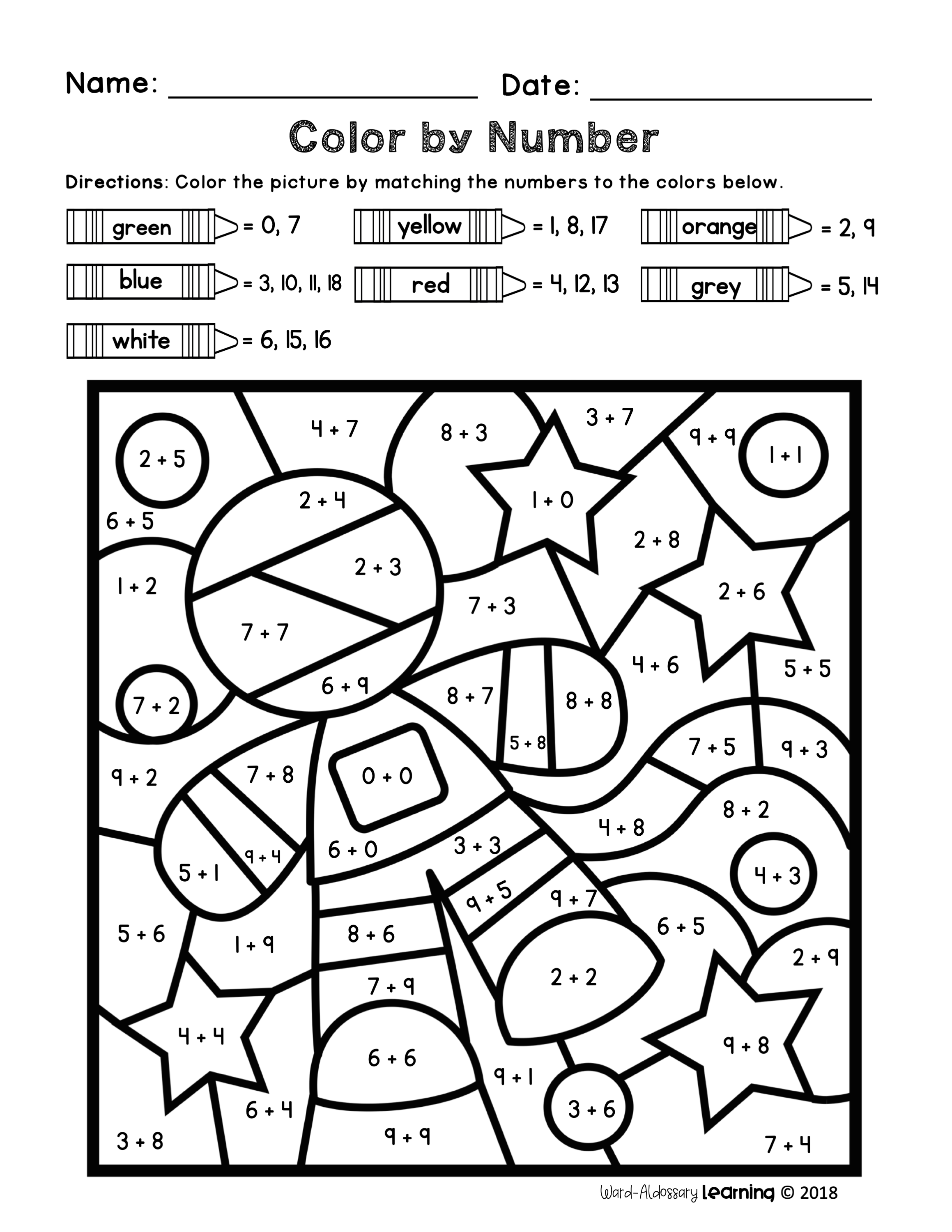 30 Color Addition Worksheets 2Nd