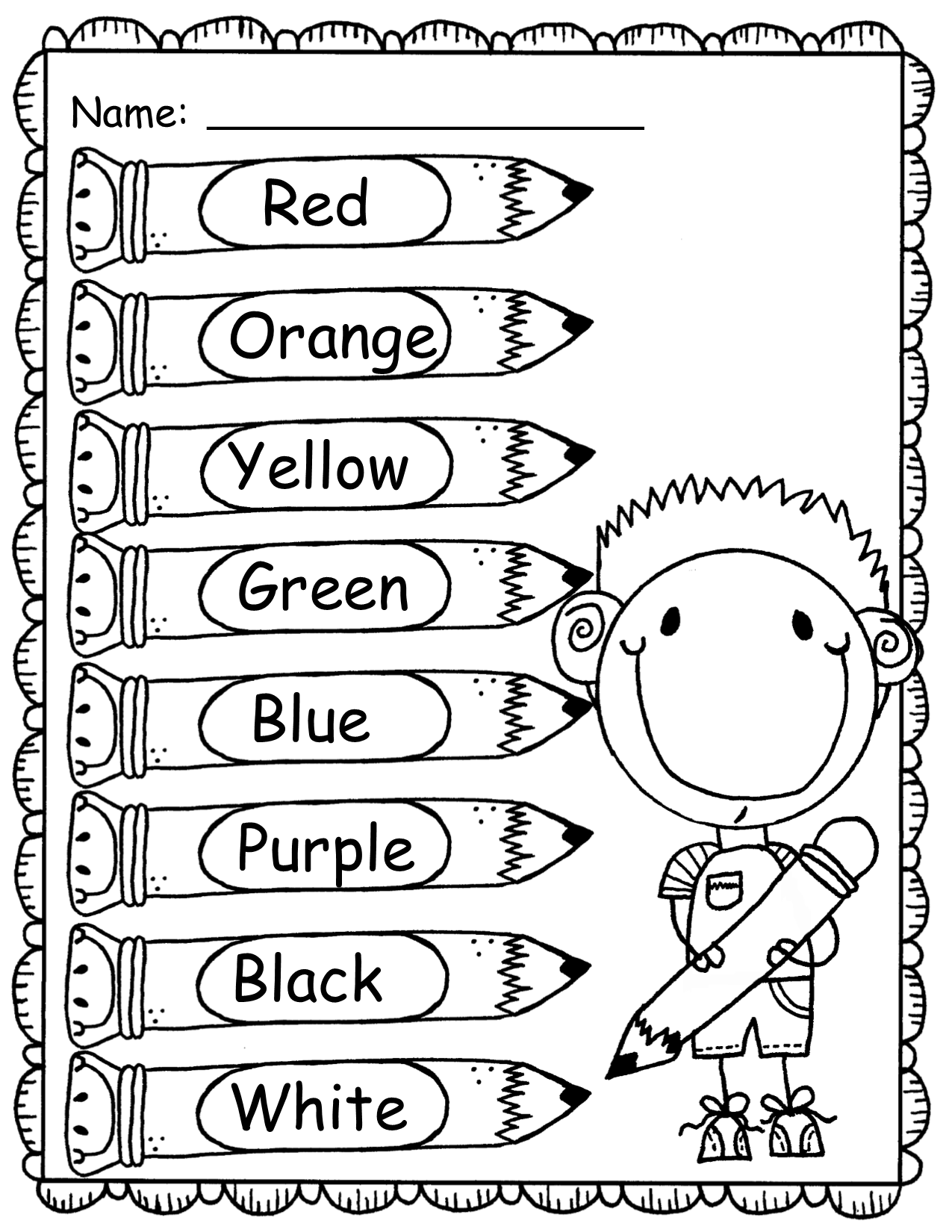 30 English Worksheets For Kindergarten Black And White