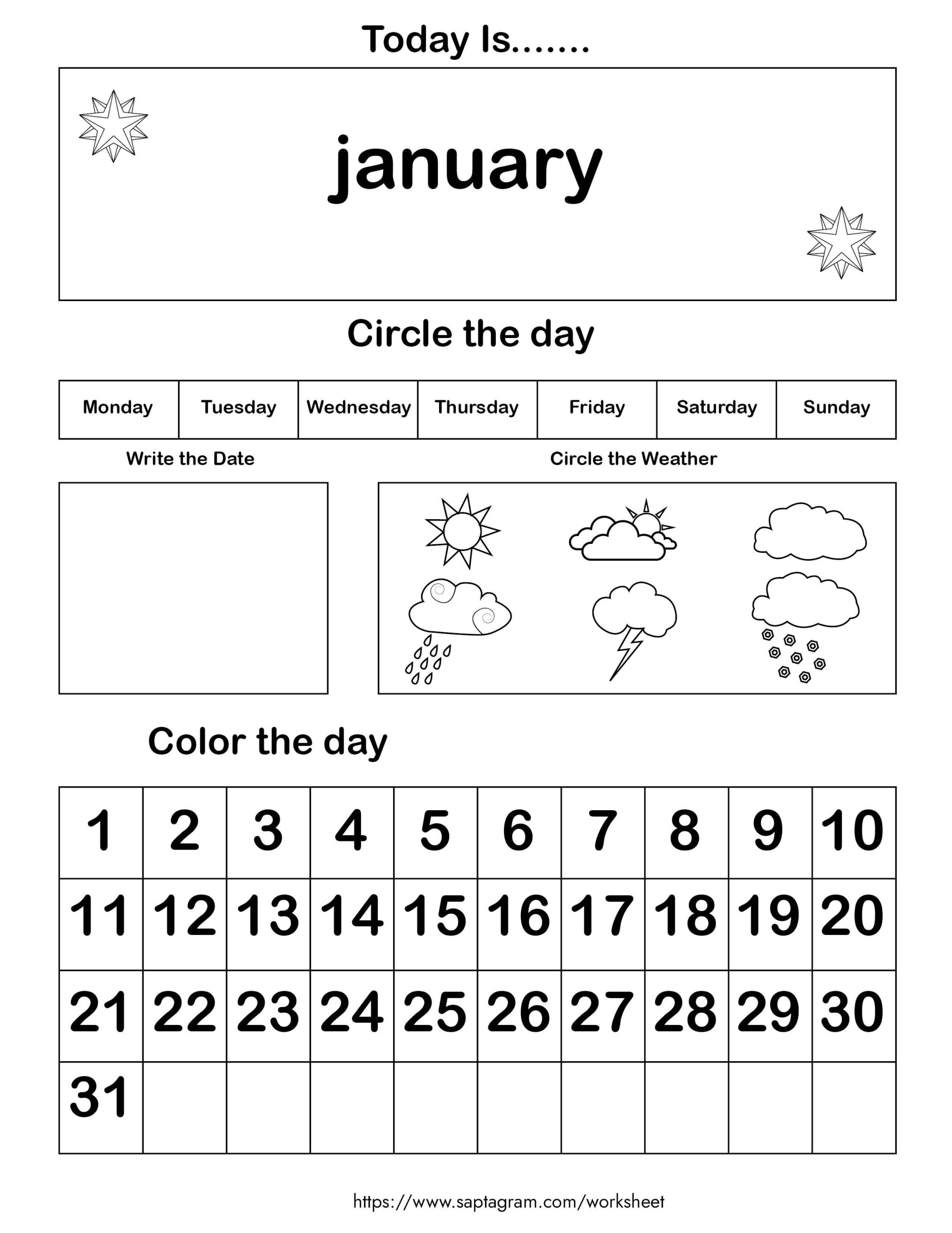 30 Free Calendar Worksheets Kindergarten