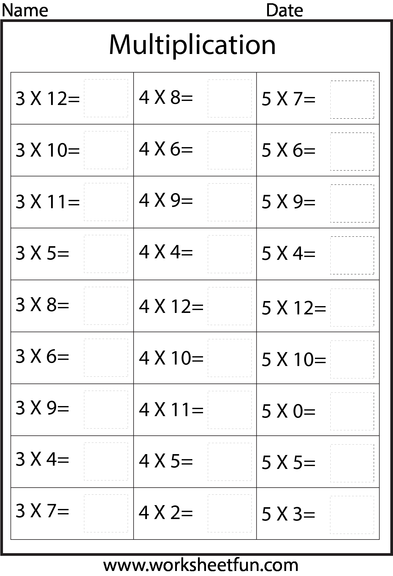 30 Grade 4 Multiplication Worksheets 1-10