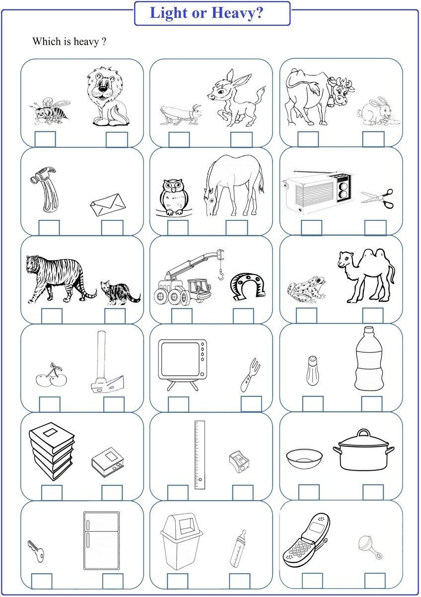 30 Heavy And Light Worksheets Kindergarten Printable