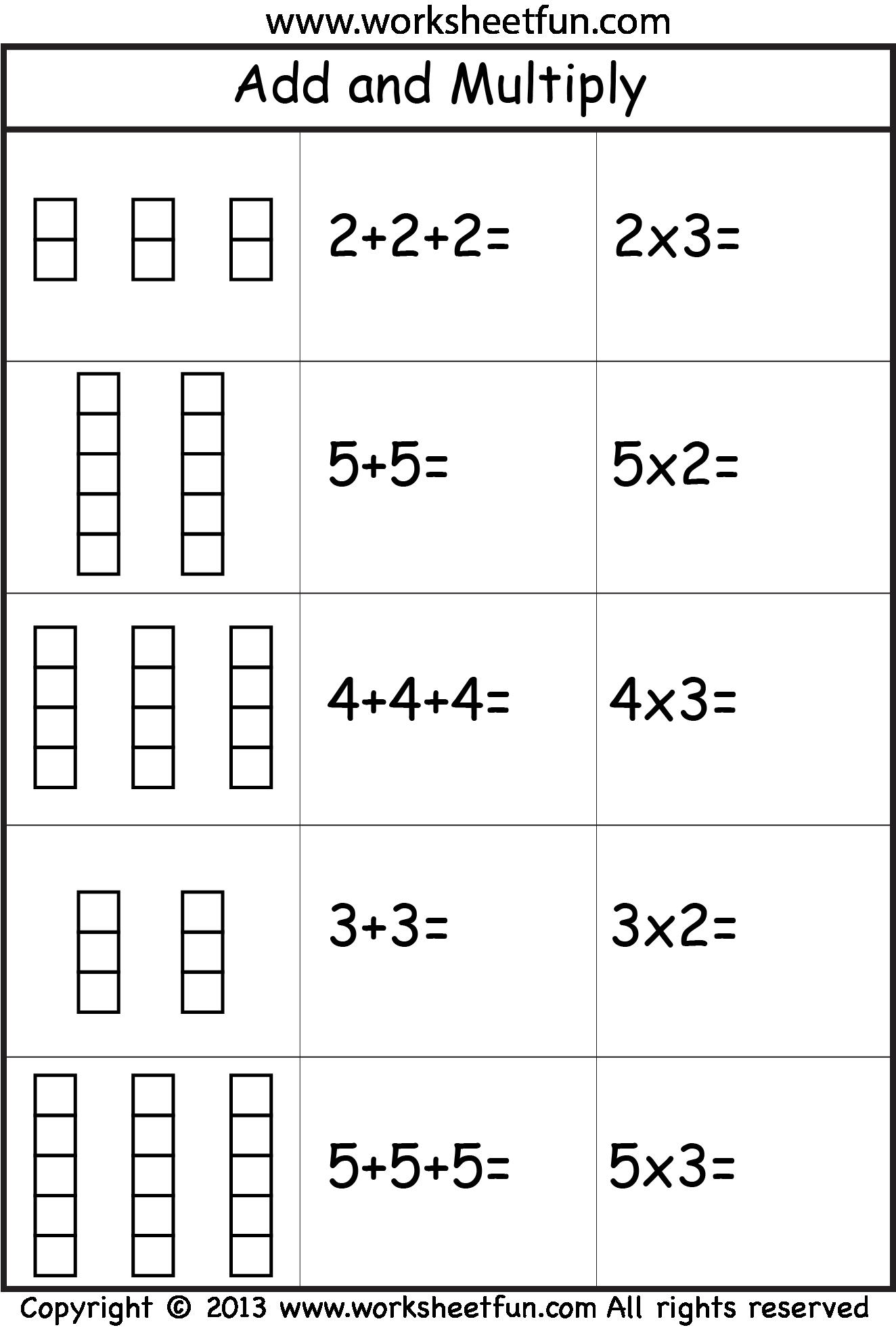 30 Multiplication Worksheets Repeated Addition