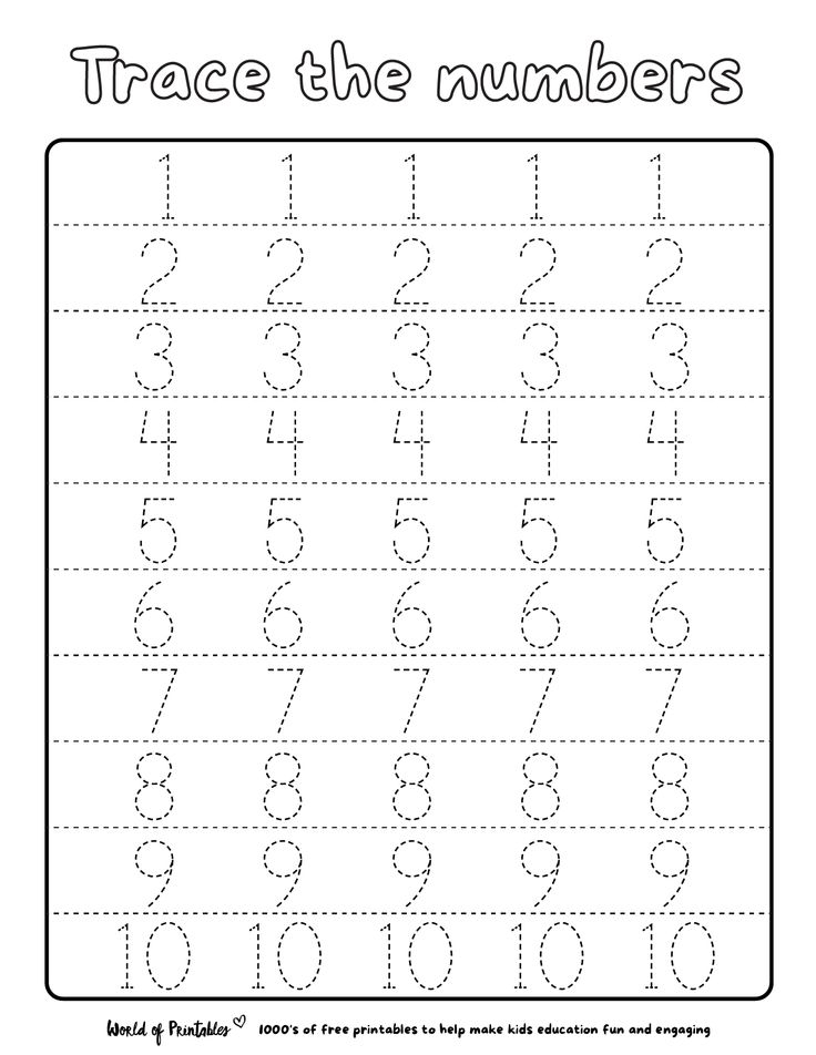 30 Number Tracing Worksheets For Kindergarten