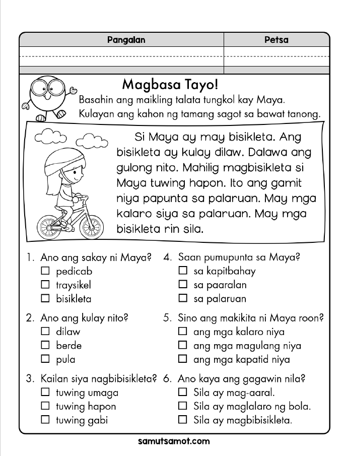 30 Reading Practice Worksheets Kindergarten Tagalog