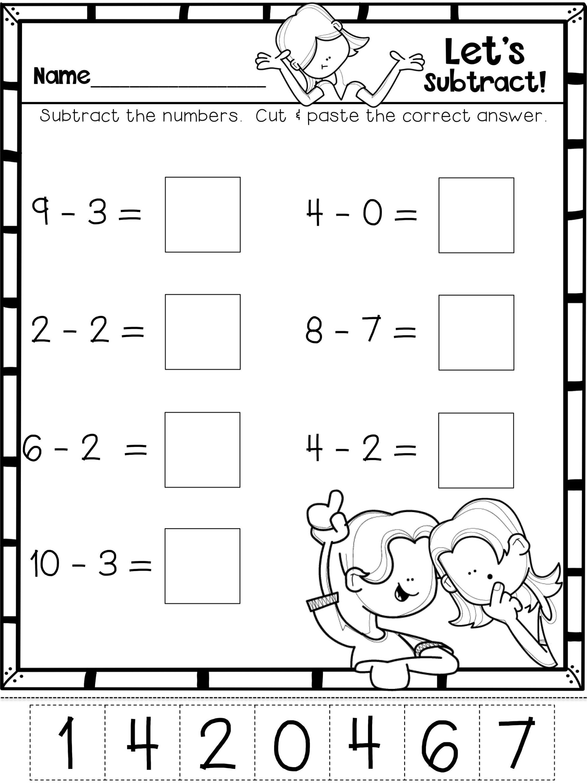 30 Subtraction Worksheets Kindergarten Free