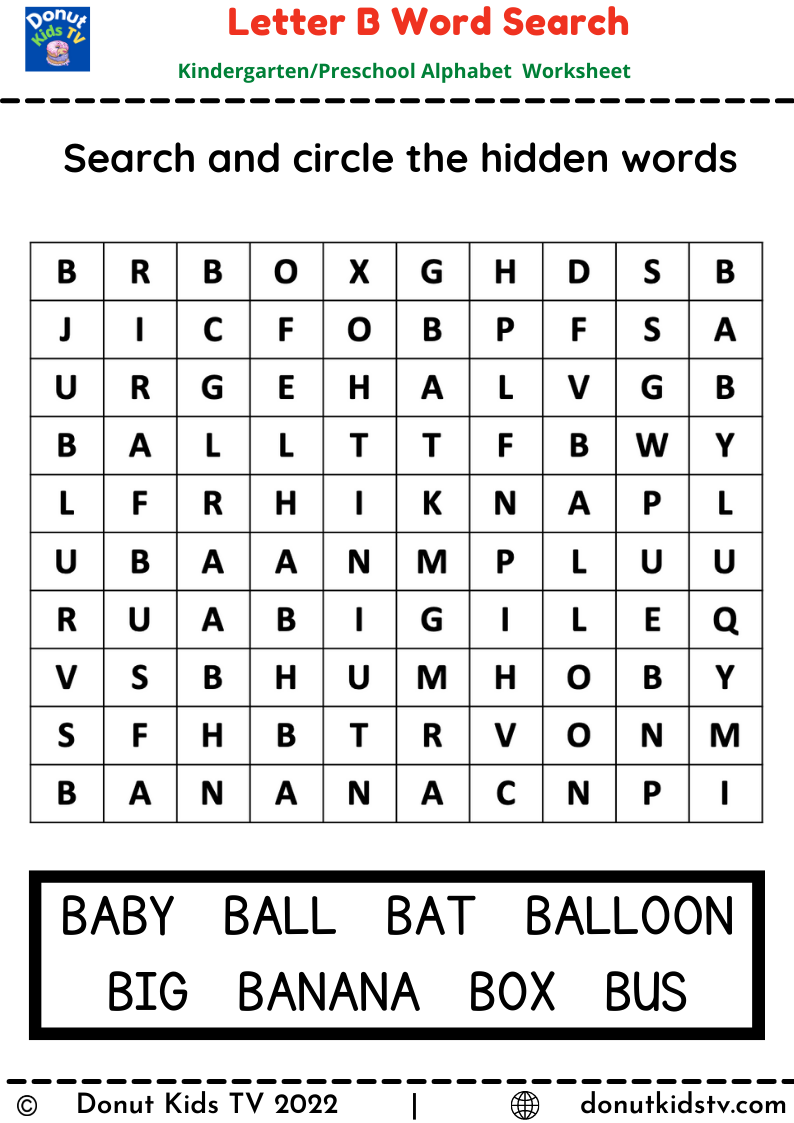 30 Word Search Worksheets For Kindergarten