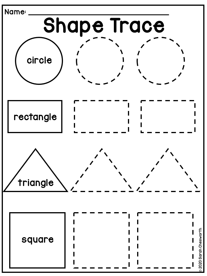 30 Worksheets For Preschool Kindergarten To Trace Shapes, Colors