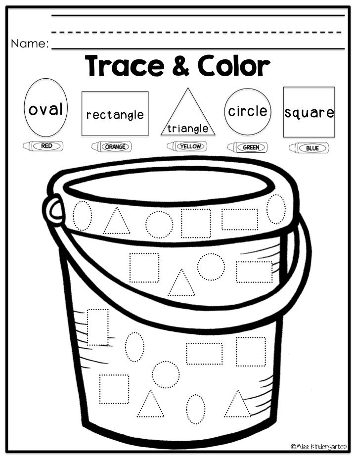 30 Worksheets For Preschool Kindergarten To Trace Shapes, Colors