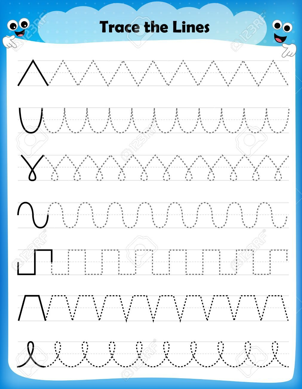 30 Worksheets For Preschool Kindergarten To Trace Shapes, Colors