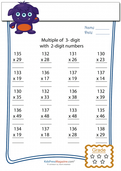 35 2 Digit Multiplication Worksheets For Grade 2 Division