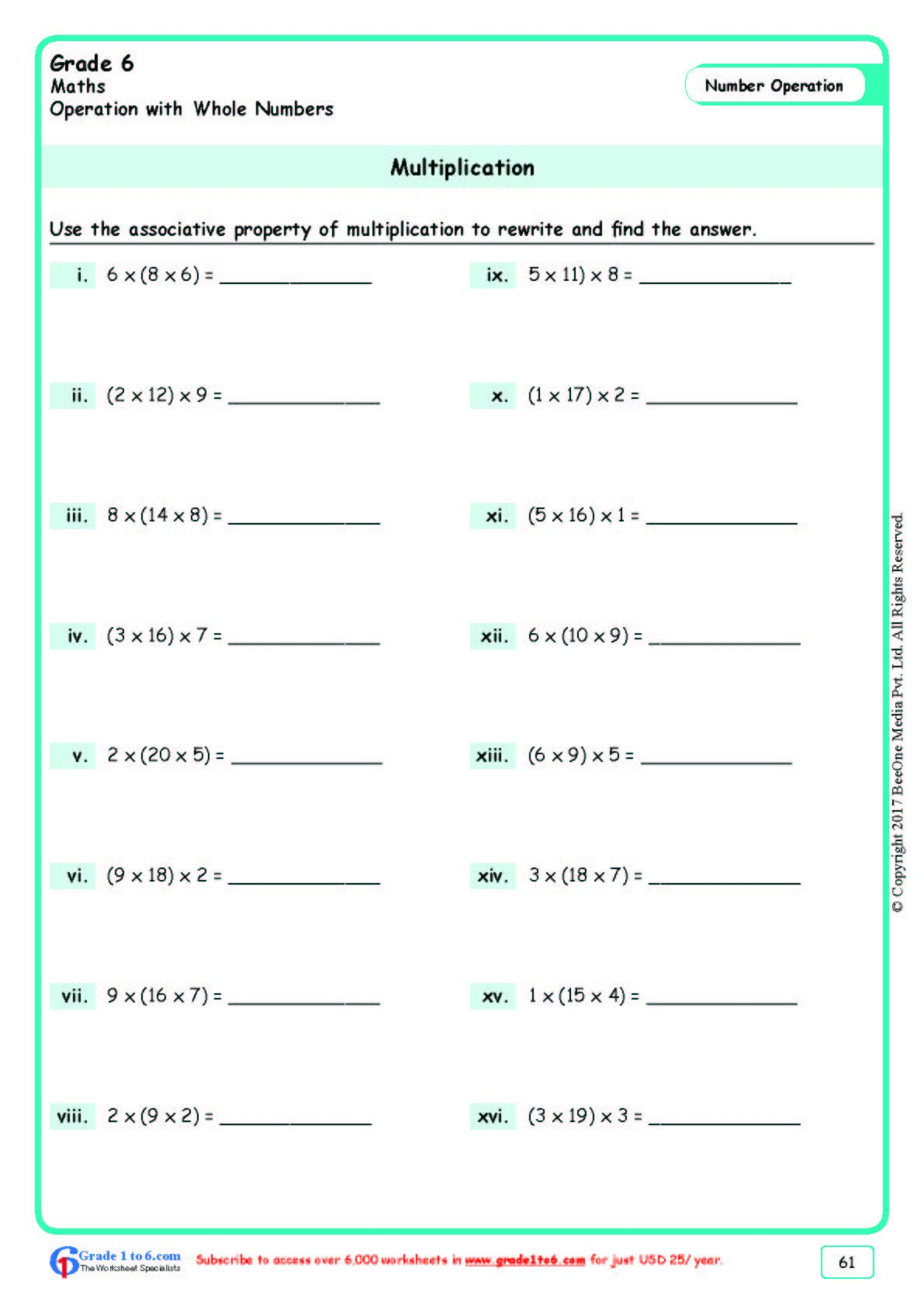 35 Associative Property Of Multiplication 3Rd Grade Worksheets