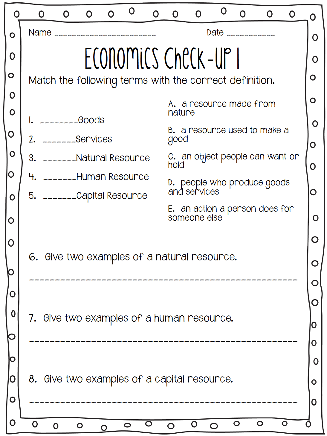 35 Economics Worksheets For 2Nd Grade