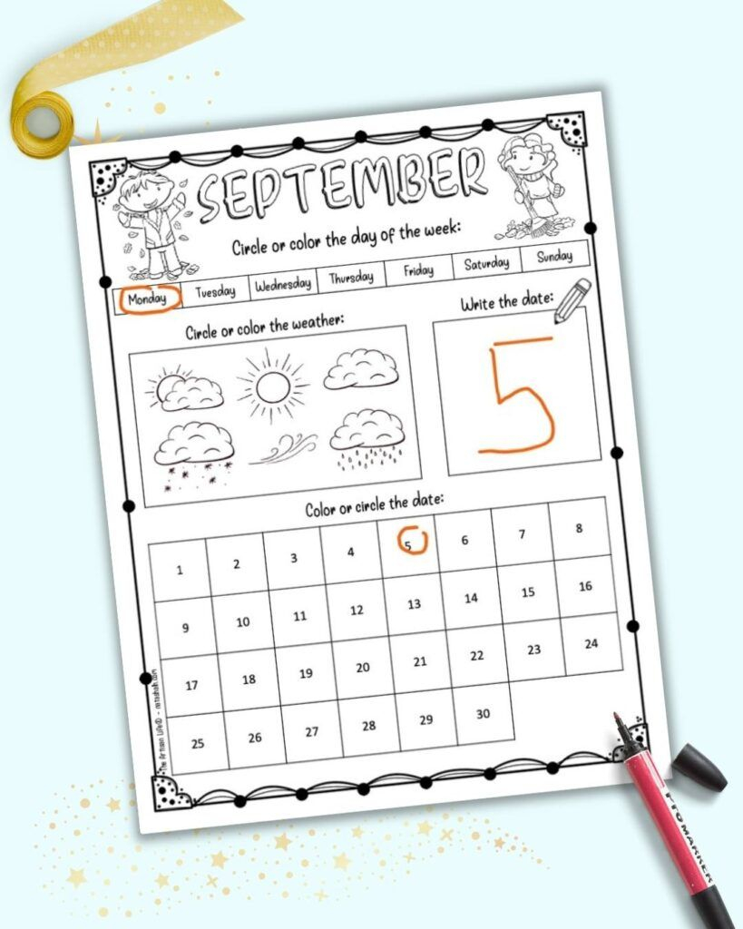 35 Free Calendar Worksheets Kindergarten