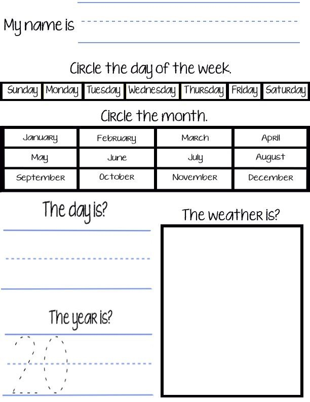 35 Free Calendar Worksheets Kindergarten