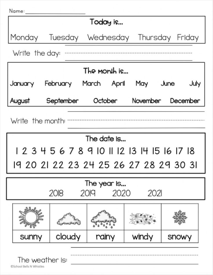 35 Free Calendar Worksheets Kindergarten