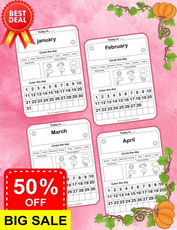 35 Free Calendar Worksheets Kindergarten