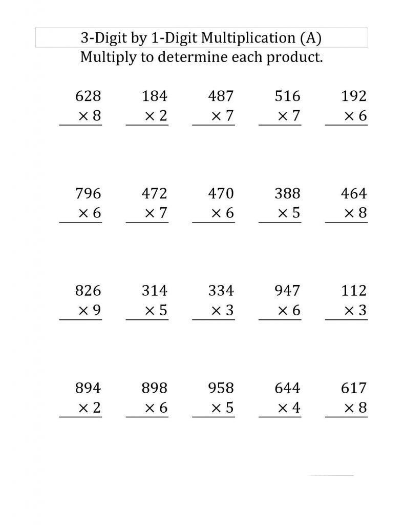 35 Grade 4 Multiplication Worksheets 1-10