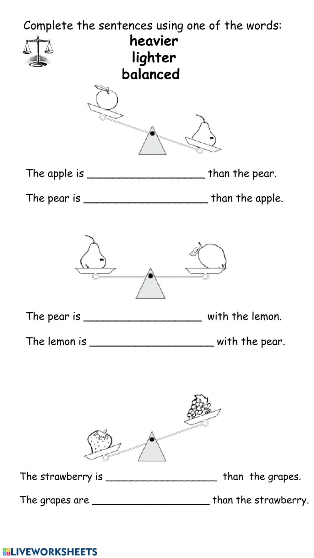 35 Heavy And Light Worksheets Kindergarten Printable