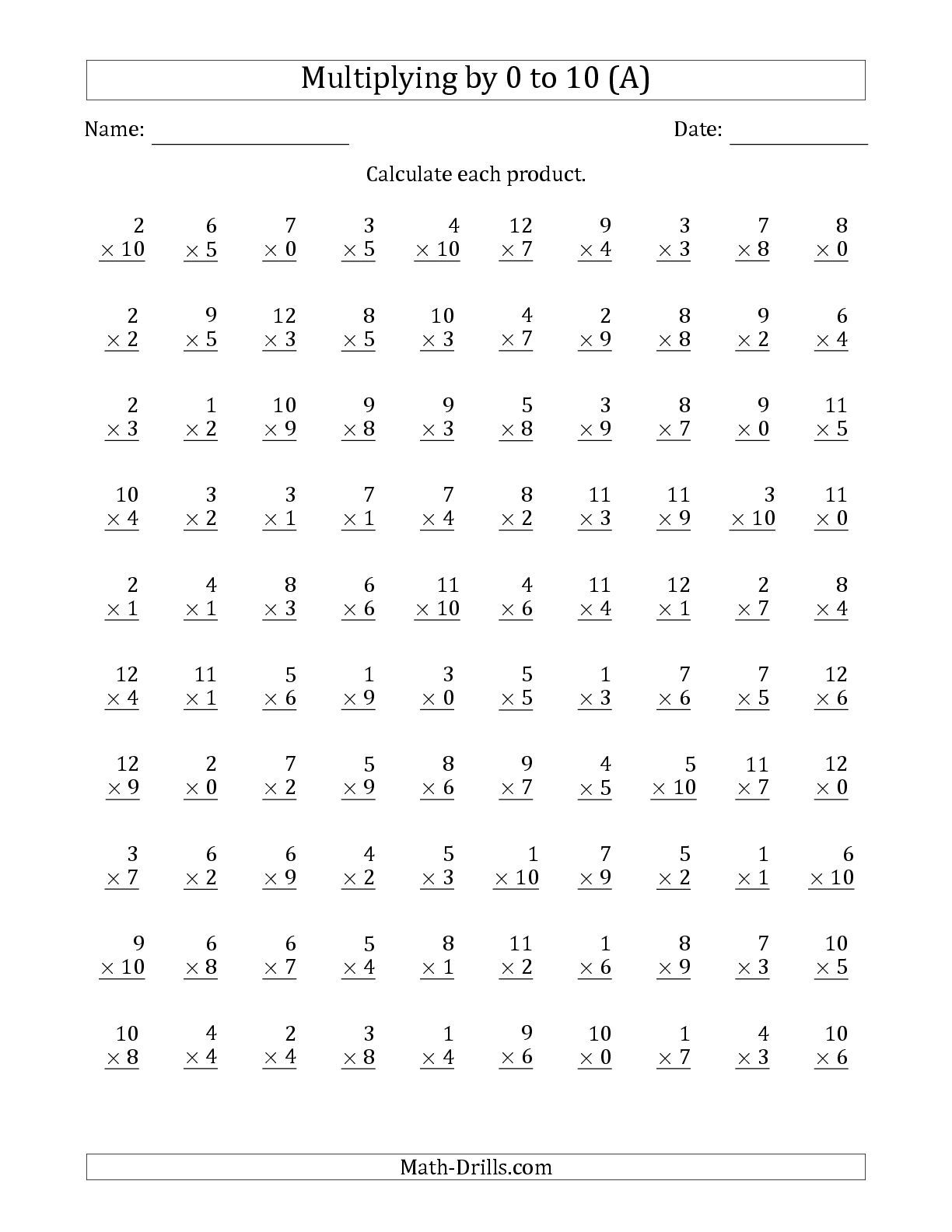 35 Multiplication Worksheets 6 To 9