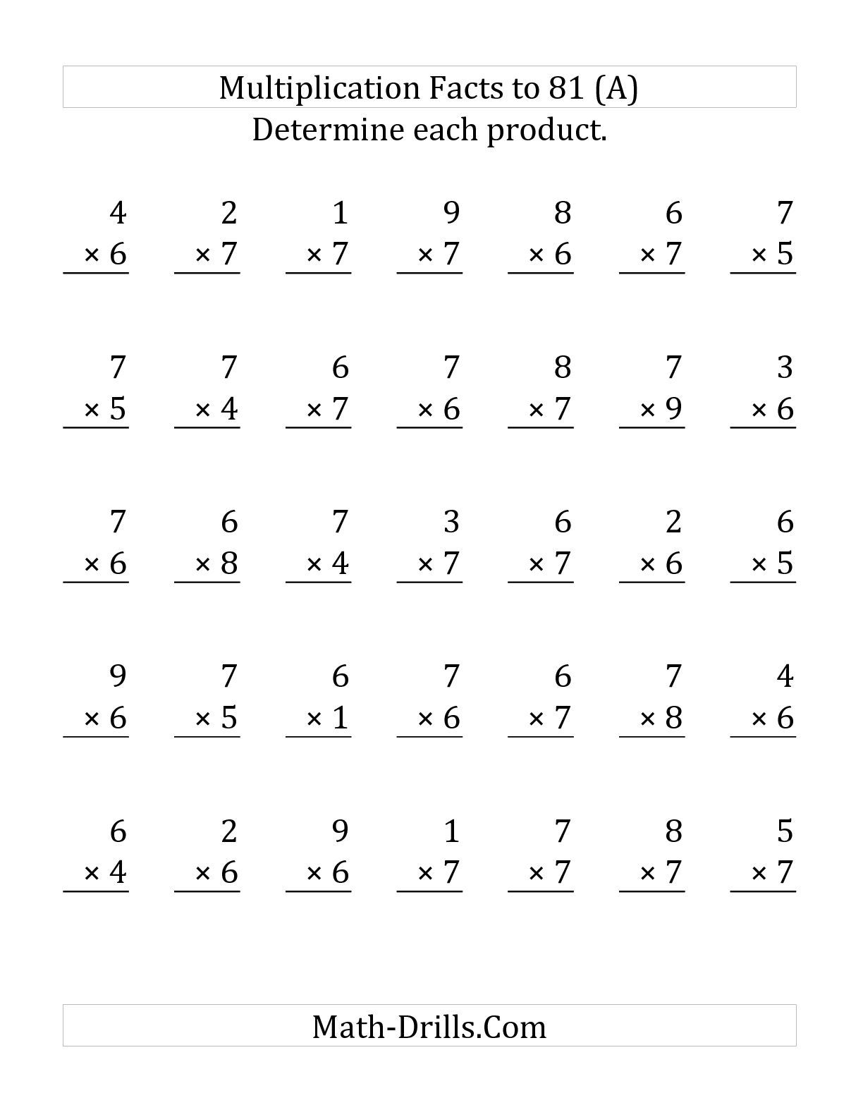 35 Multiplication Worksheets 6 To 9