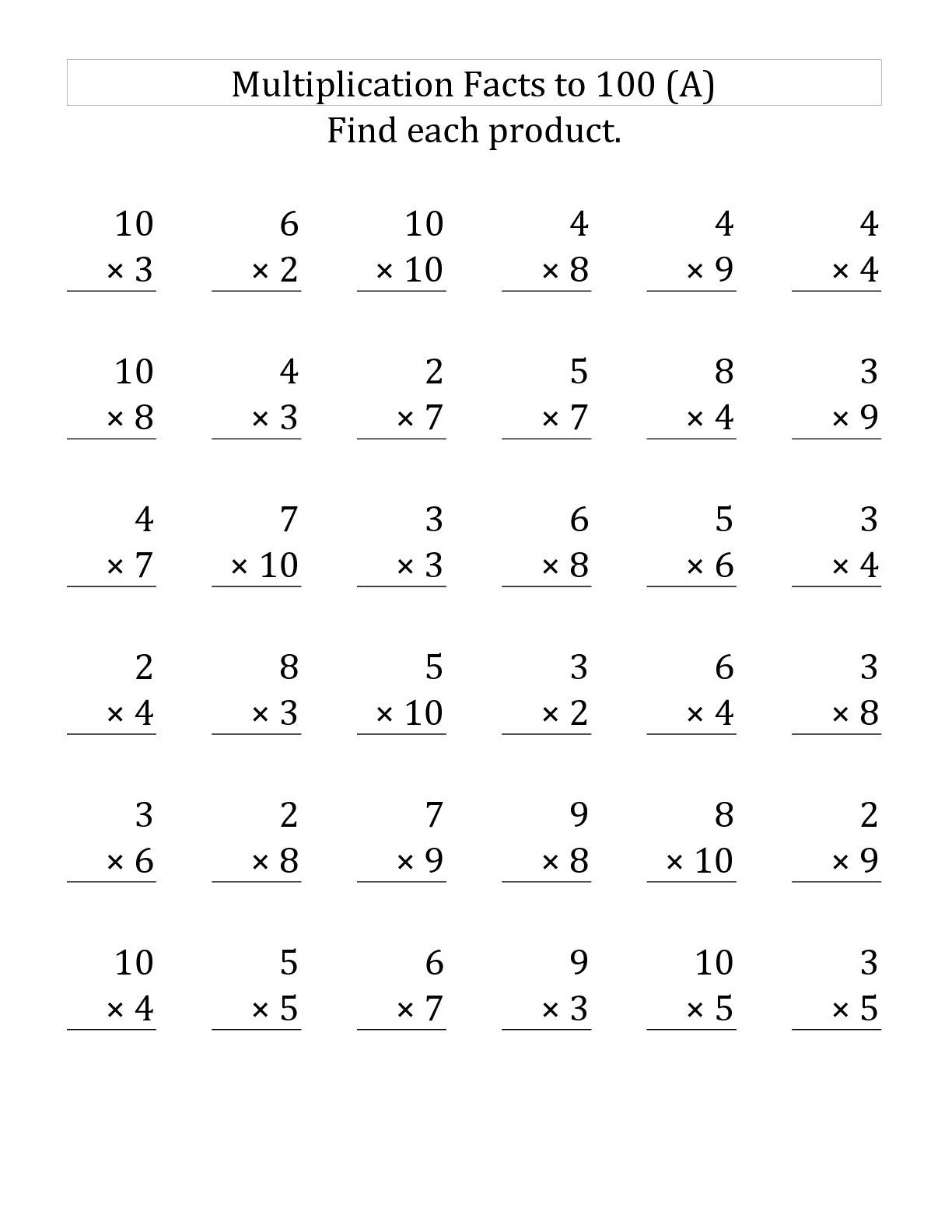 35 Printable Multiplication Worksheets 3Rd Grade