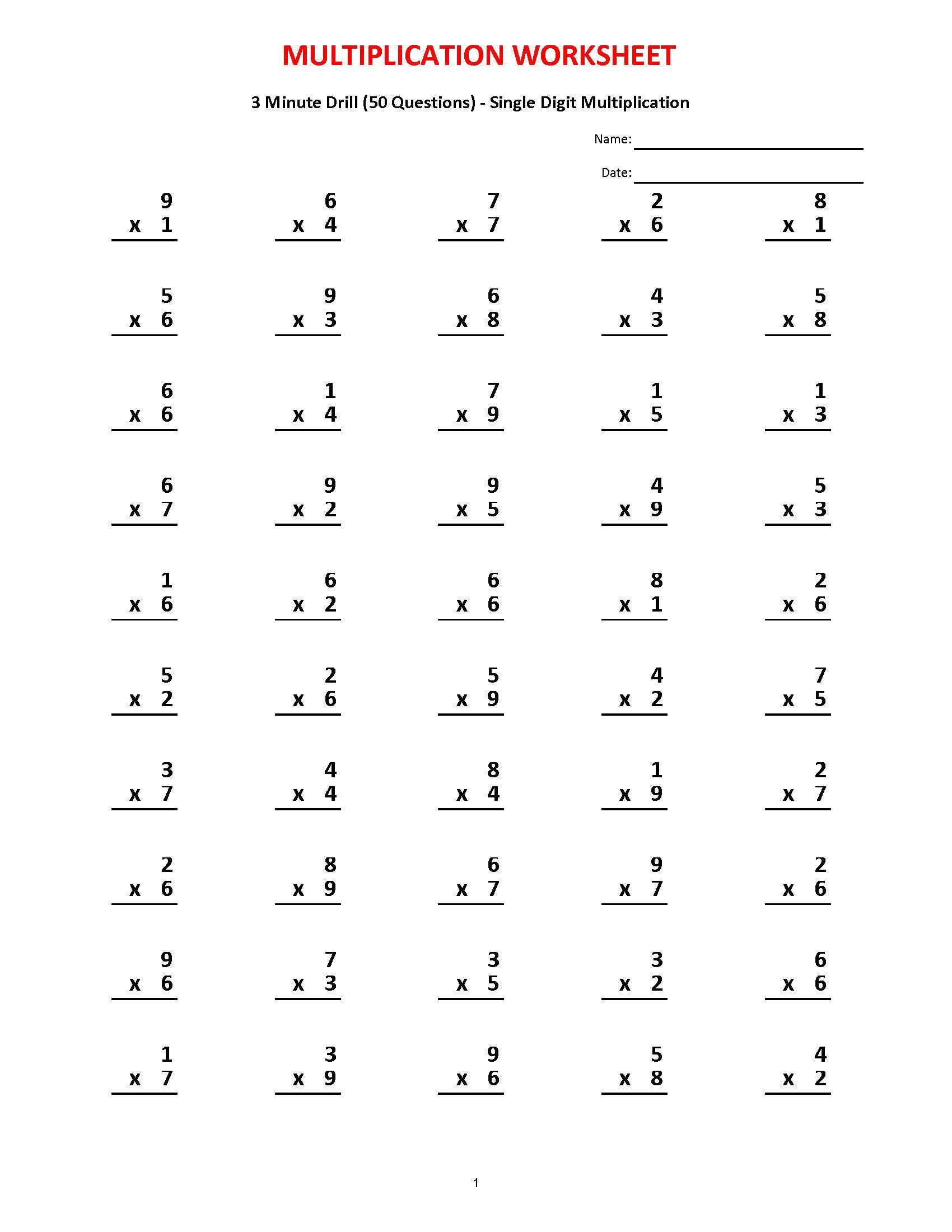 35 Printable Multiplication Worksheets 3Rd Grade