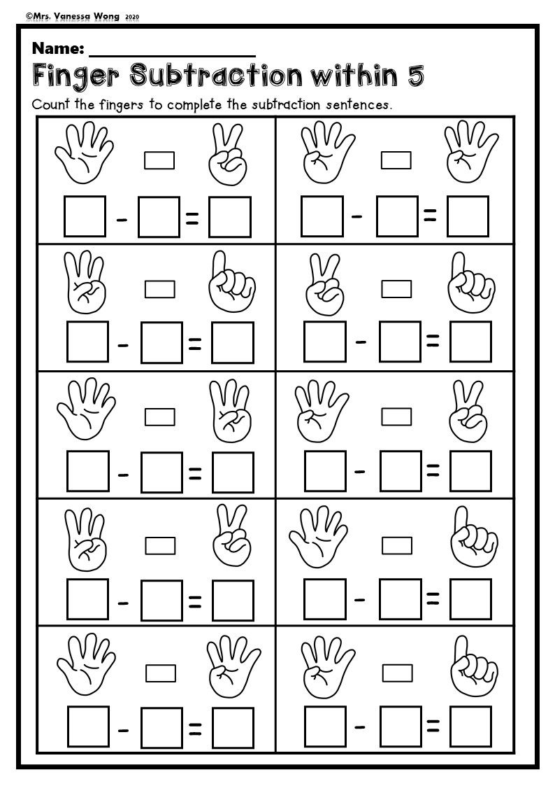 35 Subtraction Worksheets Kindergarten Free