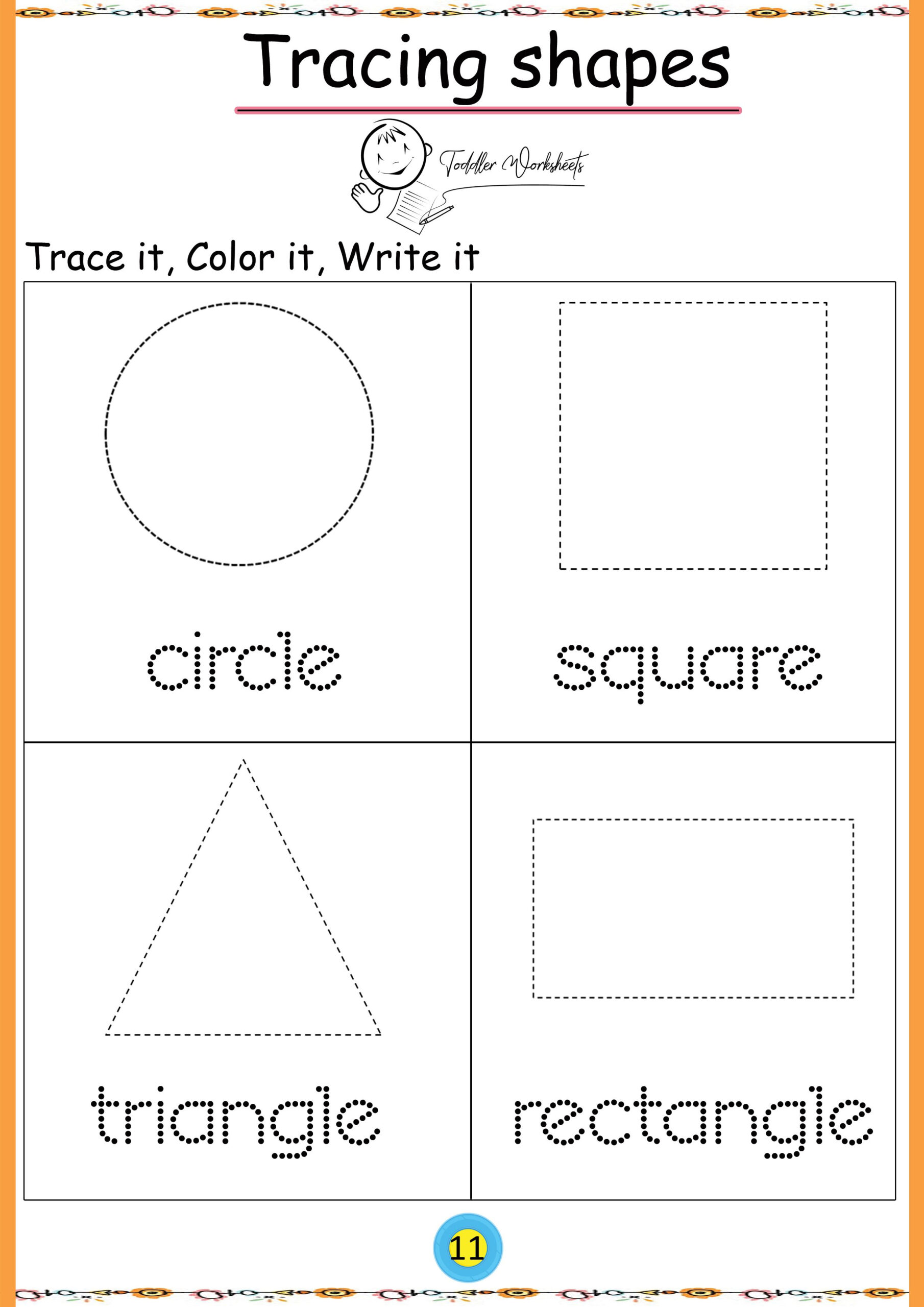 35 Worksheets For Preschool Kindergarten To Trace Shapes, Colors