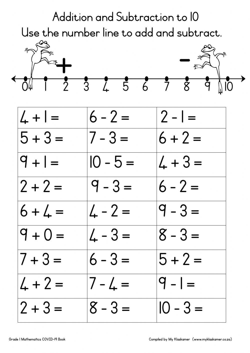 21 Addition And Subtraction Worksheets 0-10