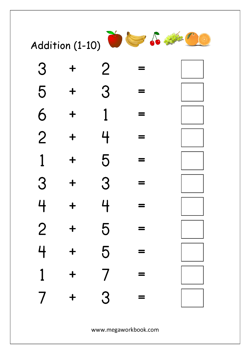 21 Addition And Subtraction Worksheets 0-10