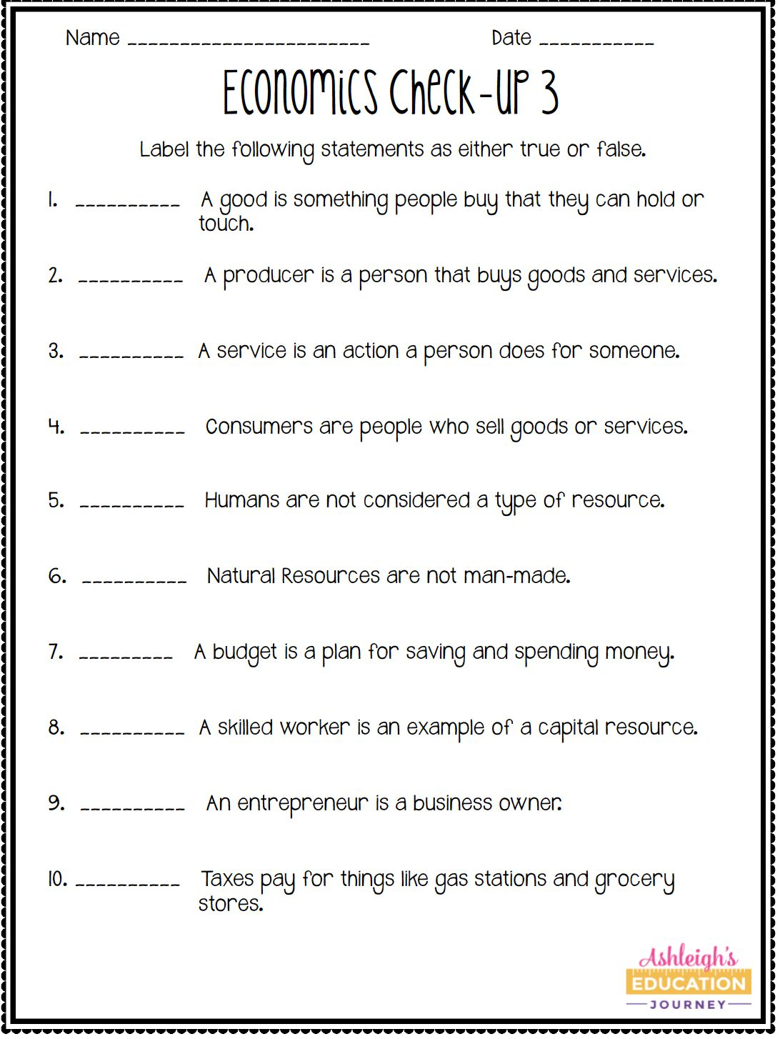 21 Economics Worksheets For 2Nd Grade