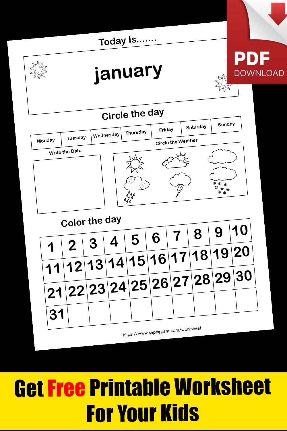 21 Free Calendar Worksheets Kindergarten