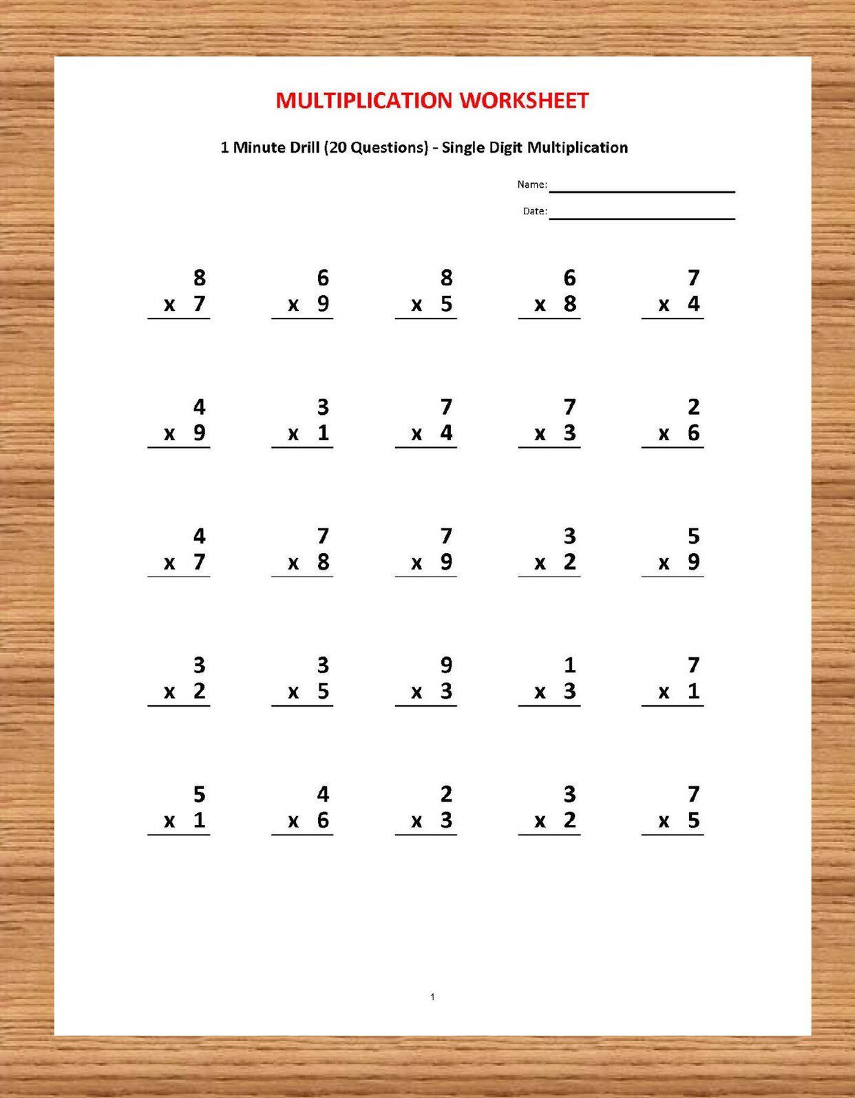 21 Grade 4 Multiplication Worksheets 1-10