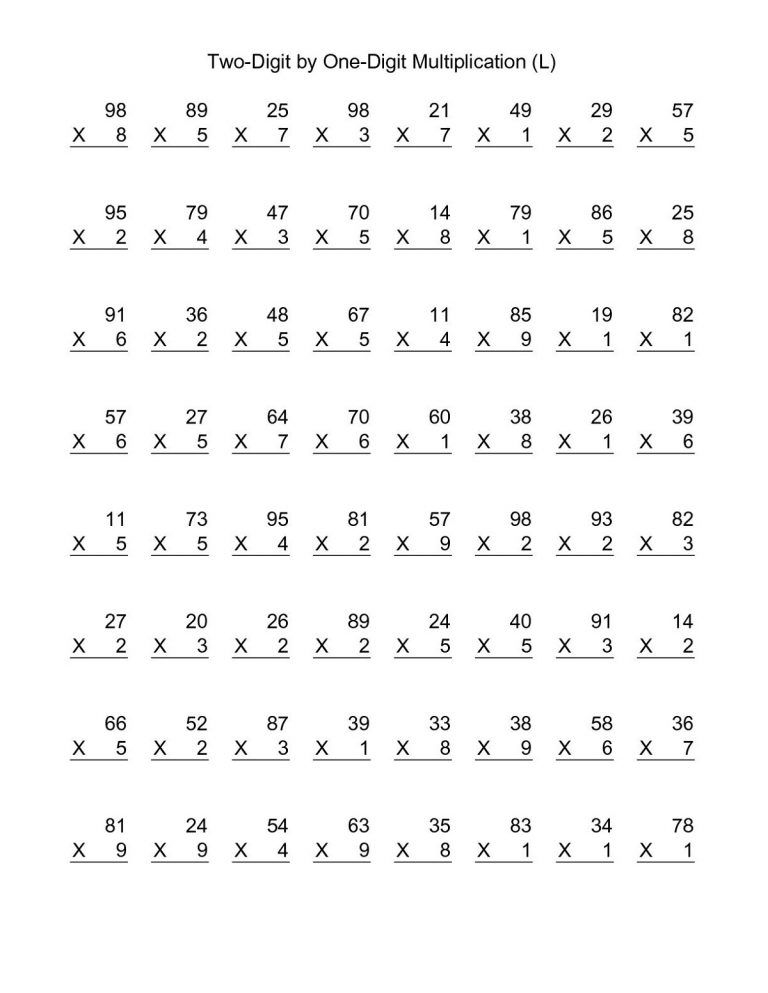 21 Grade 4 Multiplication Worksheets 1-10