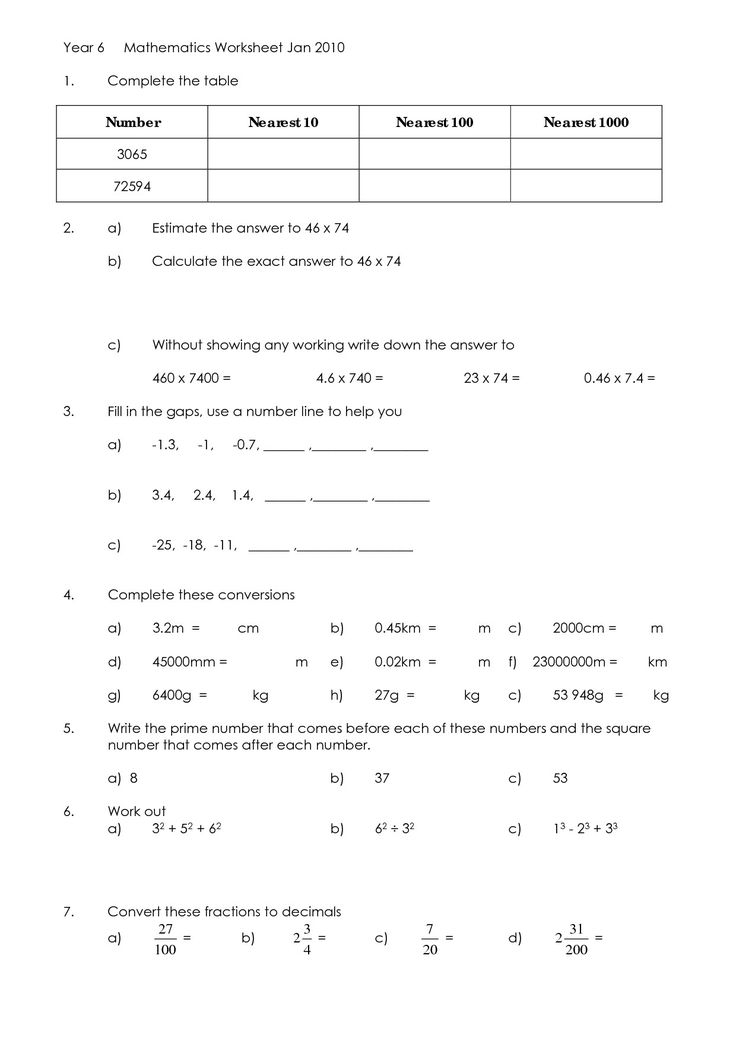 21 Grade 6 Math Worksheets Term 3