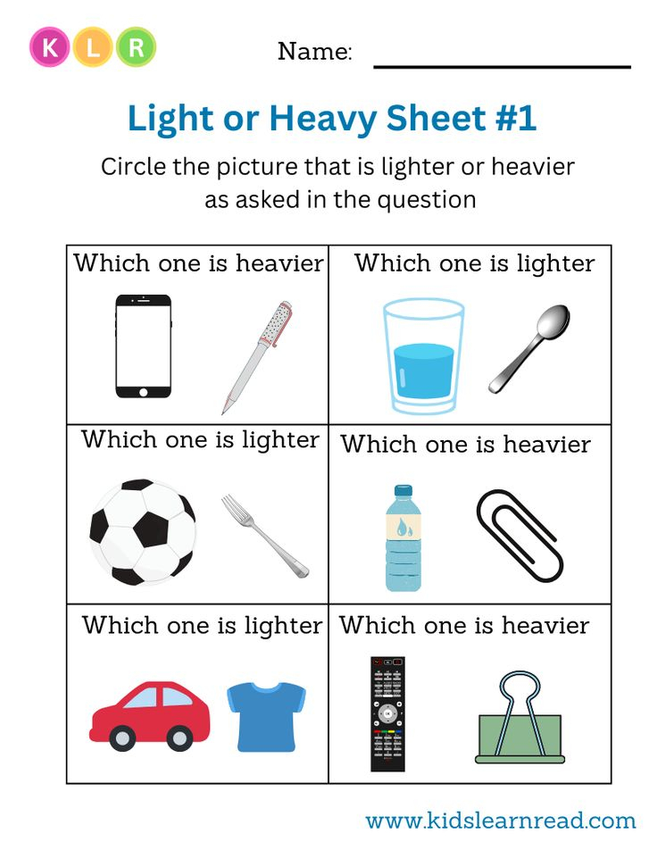 21 Heavy And Light Worksheets Kindergarten Printable