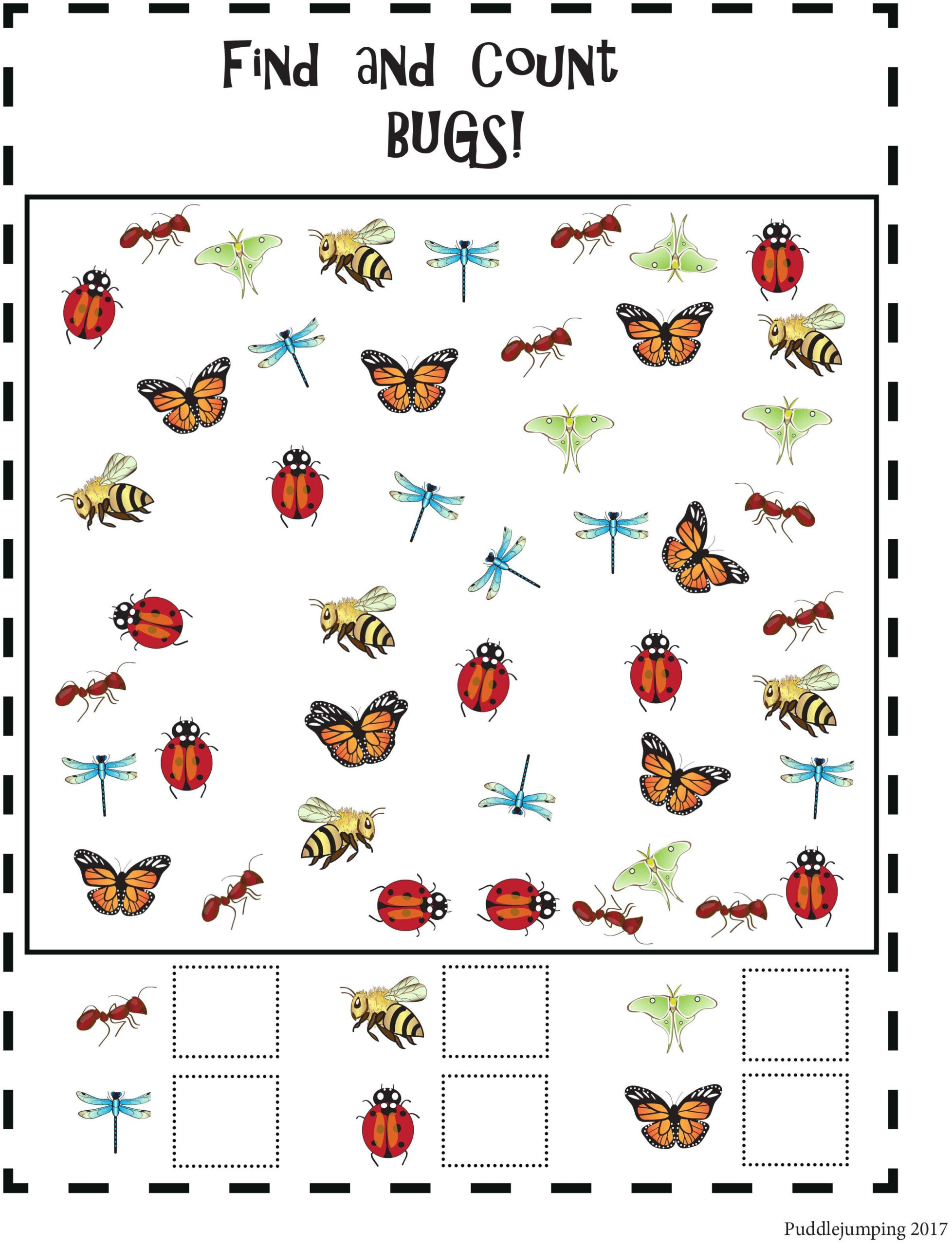 21 Insect Math Worksheets For Preschool