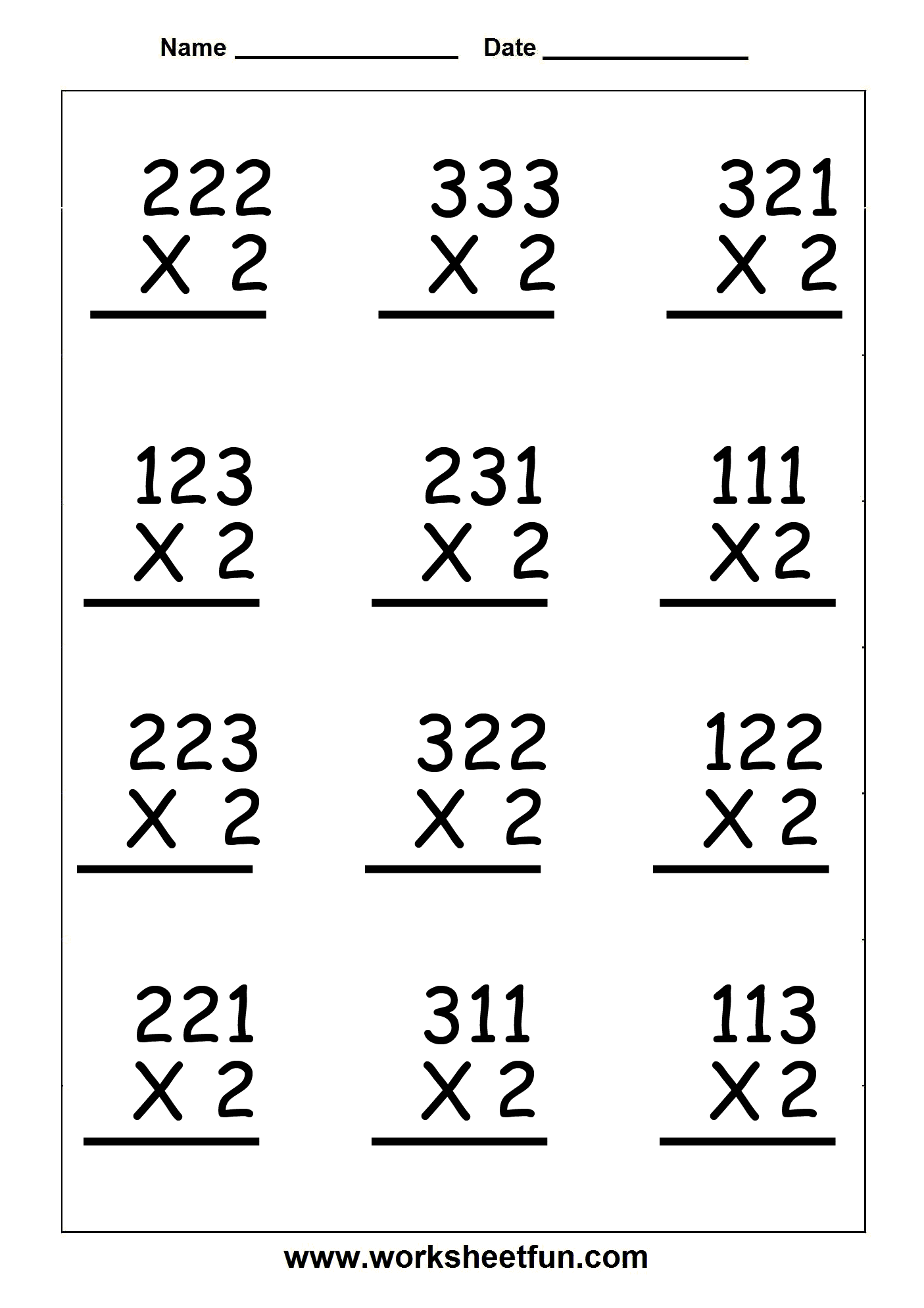 21 Multiplication By 2 Worksheets Grade 1