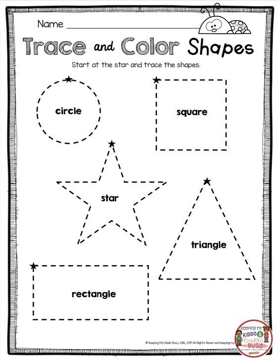 21 Worksheets For Preschool Kindergarten To Trace Shapes, Colors